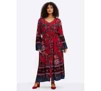 Sheego Maxikleid im Boho-Stil 50 rot-burgund-gemustert