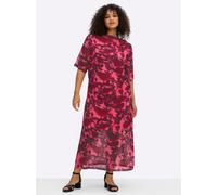 Sheego Maxikleid im Materialmix, mit Rosendruck 52 rosenquarz-burgund-gemustert