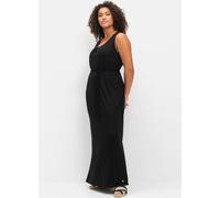 Sheego Maxikleid mit Bindegürtel 56 schwarz