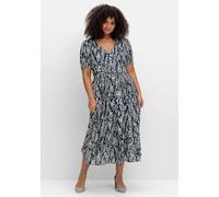 Sheego Maxikleid mit Grafikprint und Volantsaum 48 blaubeere-gemustert