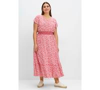 Sommerkleid SHEEGO "Große Größen", Damen, Gr. 56, Normalgrößen, hummer gemustert, Obermaterial: 100% Viskose (LENZING ECOVERO);Futter: 100% Baumwolle, gemustert, feminin, figurumspielend lang, V-Aussc