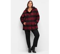 Sheego Outdoorjacke in schmeichelnder Longform 38 schwarz-rot-kariert