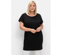 Sheego Oversize-Shirt mit breitem Saumbündchen 52/54 schwarz