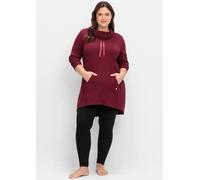 Sheego Oversize-Shirt mit Satinbändern 52/54 weinrot