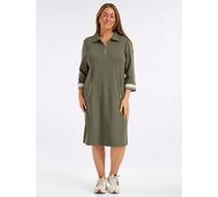 Shirtkleid CREATION L "Modal-Mix-Kleid", Damen, Gr. 50, Normalgrößen, khaki, weiß, Jersey, 50% Modal, 44% Polyester, 6% Elasthan, unifarben, knielang, Kleider Shirtkleid (82151949-50) khaki, weiß