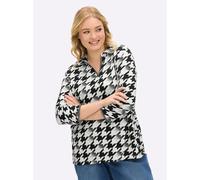 Sheego Poloshirt mit 3/4-Ärmeln 50 schwarz-ecru-bedruckt