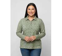 Sheego Poloshirt mit Knopfleiste 42 khaki-steingrau-bedruckt