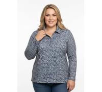 Sheego Poloshirt mit Knopfleiste 44 dunkelblau-steingrau-bedruckt