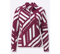 Sheego Poloshirt mit Krempel-Ärmel 46 bordeaux-weiß-bedruckt