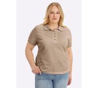 Sheego Poloshirt mit Seitenschlitzen 42 sand