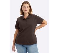 Sheego Poloshirt mit Seitenschlitzen 48 braun