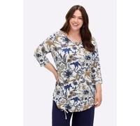 Sheego Print-Shirt mit 3/4-Ärmeln 44 ecru-royalblau-bedruckt