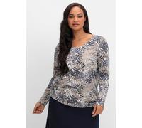 Sheego Print-Shirt mit Faltenpartie vorne 36 marine-sand-bedruckt