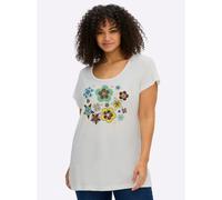 Sheego Print-Shirt mit platzierten Blüten 48/50 ecru-ozean-bedruckt