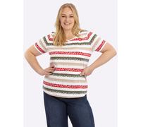 Sheego Print-Shirt mit Ringel-Muster 54 khaki-rot-gestreift