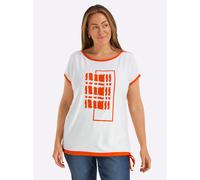 Sheego Print-Shirt mit U-Boot-Ausschnitt 48 ecru-orange-bedruckt