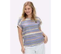 Sheego Print-Shirt mit Ziernähten, geringelt 54 taubenblau-ecru-bedruckt
