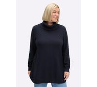 Rollkragenpullover SHEEGO "Pullover", Damen, Gr. 44/46, tiefblau, 50% Baumwolle, 50% Polyacryl, unifarben, Pullover Rollkragenpullover (59639563-44) tiefblau