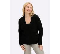 Strickpullover SHEEGO BY JOE BROWNS "Pullover", Damen, Gr. 48/50, schwarz, 90% Polyacryl, 10% Polyamid, unifarben, Pullover Strickpullover (69929903-48) schwarz
