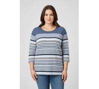 Sheego Ringelshirt mit 3/4-Ärmeln 44 jeansblau-ecru-geringelt