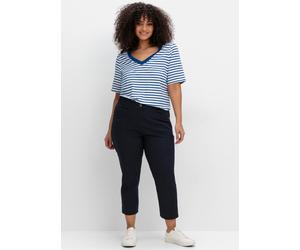 Sheego Ringelshirt mit V-Ausschnitt 40/42 blaubeere-gestreift