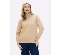 Sheego Rollkragenpullover aus reiner Baumwolle 36 beige