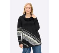 Sheego Rollkragenpullover aus Viskose-Baumwoll-Mischung 36 schwarz-weiß-gemustert