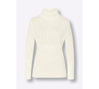 Sheego Rollkragenpullover mit gerippten Abschlüssen 40 ecru