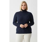 Sheego Rollkragenpullover mit gerippten Abschlüssen 44 dunkelblau