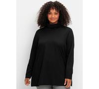 Rollkragenshirt SHEEGO "Rollkragenshirt", Damen, Gr. 52/54, schwarz, 100% Baumwolle, unifarben, Shirts (48443763-52) schwarz