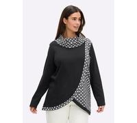 Sheego Rollkragenshirt mit Lagen-Optik 52 schwarz-ecru-bedruckt