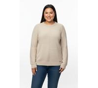 Sheego Rundhalspullover im Strickmuster-Mix 42 elfenbein