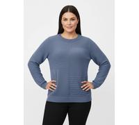 Sheego Rundhalspullover im Strickmuster-Mix 46 taubenblau