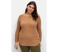 Sheego Rundhalspullover mit abgerundetem Saum 54 camel