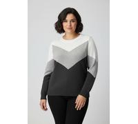 Sheego Rundhalspullover mit Colour-Blocking 46 schwarz-hellgrau-meliert