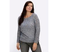 Sheego Rundhalspullover mit Multicolor-Garn 40 jeansblau-gemustert