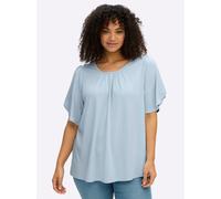 Rundhalsshirt SHEEGO "Shirt", Damen, Gr. 56/58, hellblau, 95% Viskose, 5% Elasthan, unifarben, Rundhals, Shirts Rundhalsshirt (83984740-56) hellblau