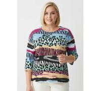 Sheego Rundhalsshirt im Mustermix 40 schwarz-pink-bedruckt
