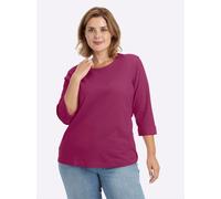 Sheego Rundhalsshirt mit 3/4-langen Ärmeln 44 brombeer