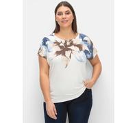 Sheego Rundhalsshirt mit Blüten-Druck 42 ecru-hellblau-bedruckt