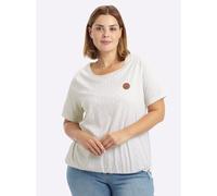 Rundhalsshirt SHEEGO "Halbarmshirt", Damen, Gr. 48/50, sand, weiß, bedruckt, 50% Baumwolle, 50% Modal, bedruckt, gemustert, Rundhals, Shirts Rundhalsshirt (27322223-48) sand, weiß, bedruckt
