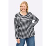 Sheego Rundhalsshirt mit Hahnentritt-Muster 40 schwarz-weiß-gemustert