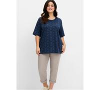 Sheego Rundhalsshirt mit tonigem Jacquardmuster 40/42 tiefblau