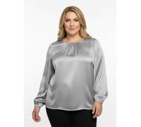 Sheego Satinbluse mit Raffungen 48 hellgrau