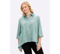 Longbluse SHEEGO, Damen, Gr. 48, kalkmint, 100% Polyester, unifarben, V-Ausschnitt, Blusen Longbluse (82111909-48) kalkmint