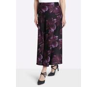 Sheego Satinrock mit floralem Alloverprint 44 schwarz-burgund-bedruckt