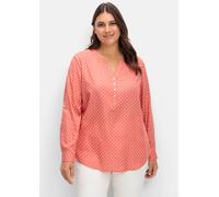 Schlupfbluse CASUAL LOOKS, Damen, Gr. 46, orange (koralle, weiß, bedruckt), 100% Viskose, gemustert, mehrfarbig, V-Ausschnitt, Blusen Schlupfbluse (69719441-46) koralle, weiß, bedruckt