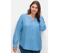 Sheego Schlupf-Bluse mit Minimal-Muster 48 mittelblau-weiß-bedruckt