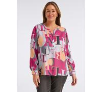 Sheego Schlupfbluse mit Krempelärmel 50 fuchsia-hellgrau-bedruckt