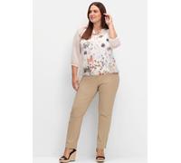 Sheego Schlupfbluse mit Spaghetti-Top 52 ecru-bedruckt